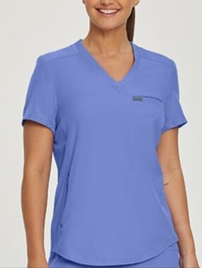 Landau Forward Two Pocket Medium Scrub Top Ceil Blue